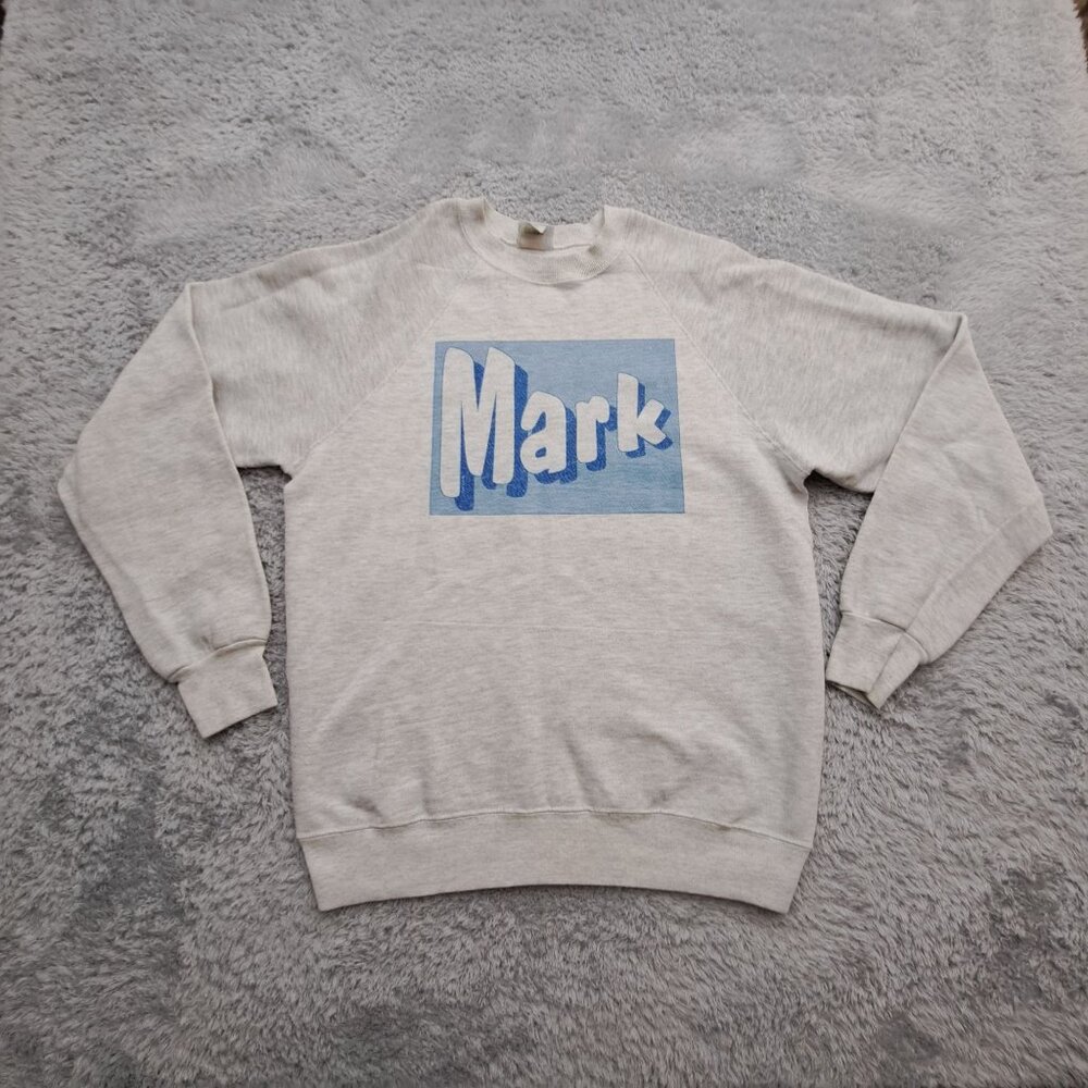Vintage Mens Lee Sturdy Sweats Sweatshirt Large Grey "Mark" Crewneck Made USA